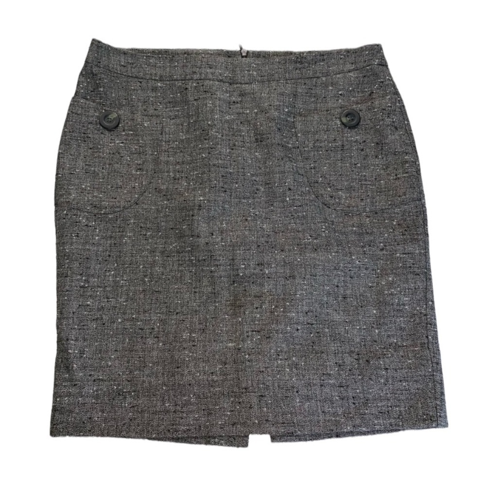Khaki Krew | Gray Tweed Skirt Medium B07